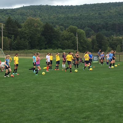 Players line up for the start of Tryouts.