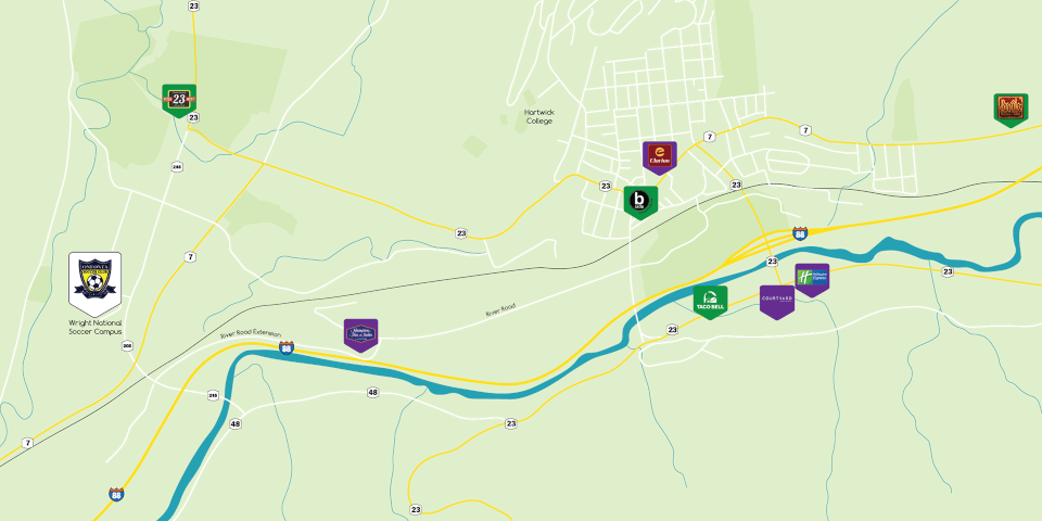 A map of Oneonta with Sponsors highlighted